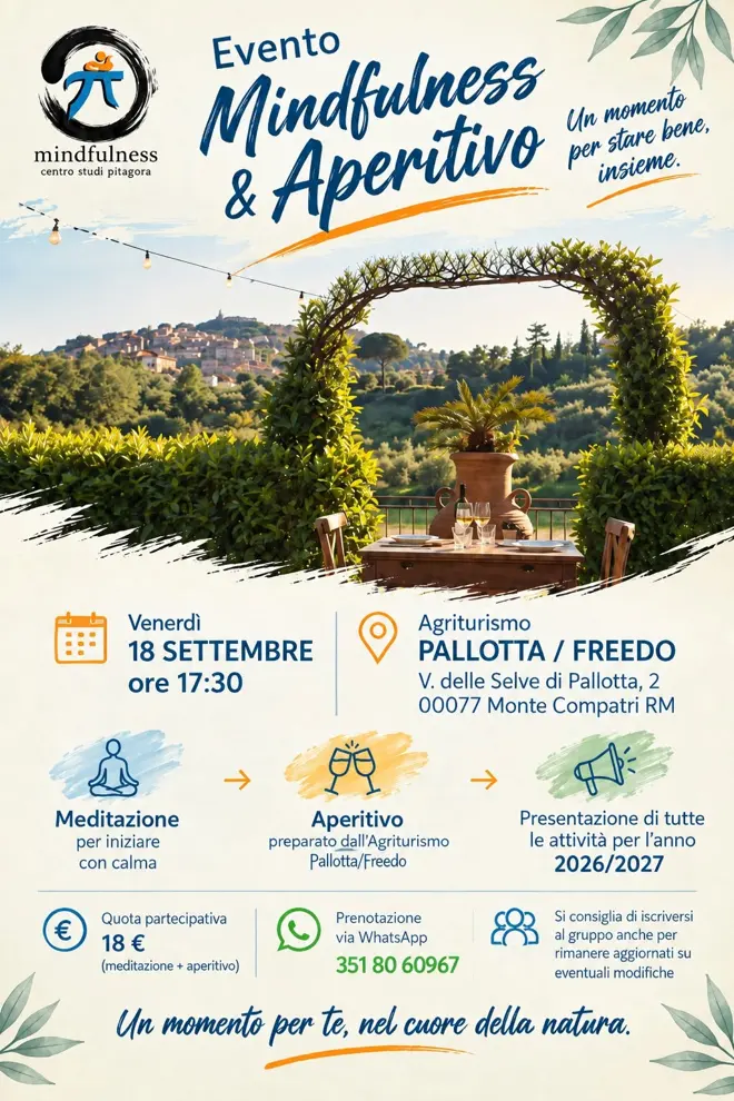 Locandina Mindfulness e Aperitivo, Tra vigne e silenzi